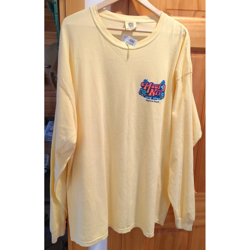 NWT Comfort Colors Yellow Shirt Men's 3 XL Long Sleeve Maui Nix Daytona Beach FL